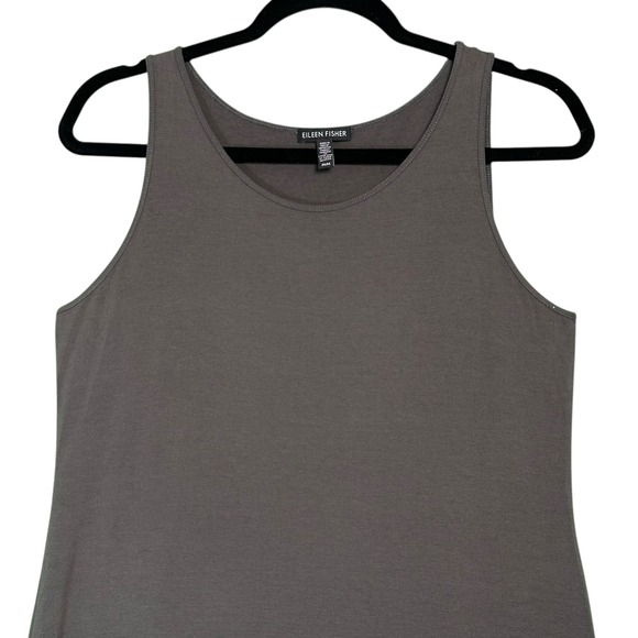 Eileen Fisher Womens Midi Dress M Stretch Viscose Jersey Knit Capsule Taupe Wear - Picture 6 of 11